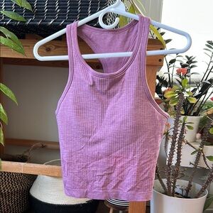 Purple Ribbed Women's Tank Top